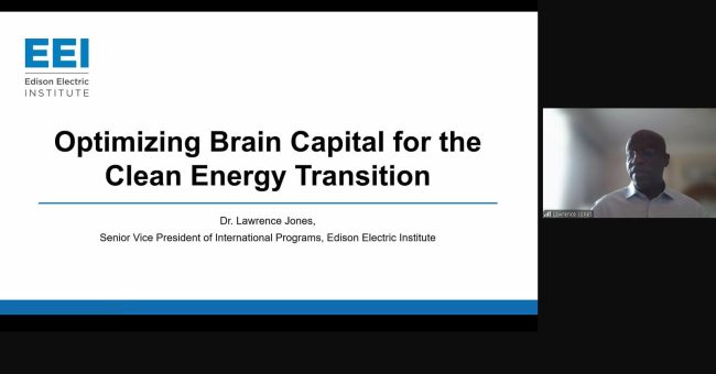 The importance of brain capital for the clean energy transition: Lawrence Jones, Senior Vice President International, Edison Electric Institute